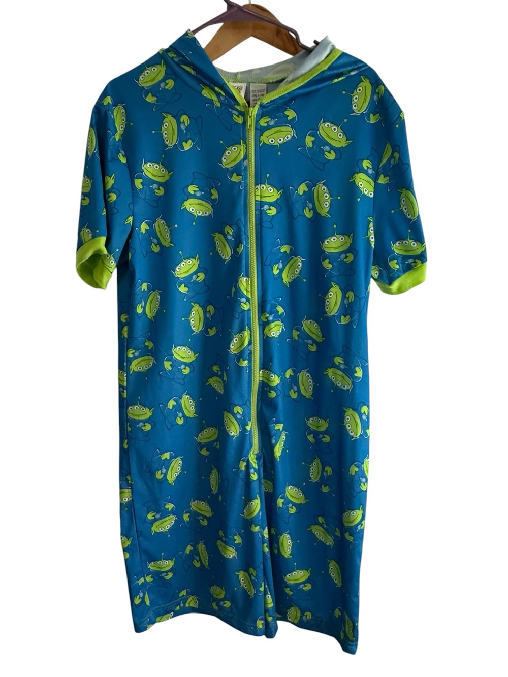 Disney Pixar Toy Story Alien Hooded One‎ Piece Union Suit Blue Green Medium